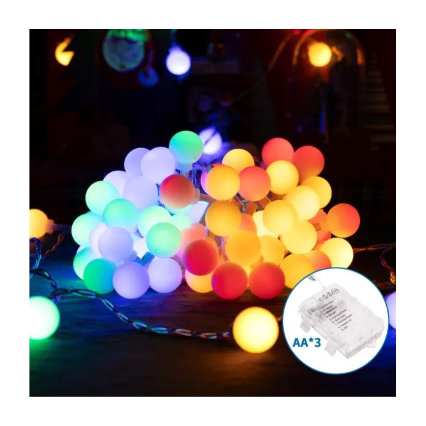 Aigostar - LED Lauko kalėdinė girlianda 25xLED/3xAA/8 funkcijų 2,8 m IP44 daugiaspalvis