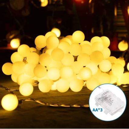 Aigostar-LED Lauko kalėdinė girlianda 25xLED/3xAA/8 funkcijų 2,8 m IP44 šiltai balta