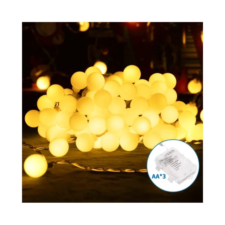 Aigostar-LED Lauko kalėdinė girlianda 25xLED/3xAA/8 funkcijų 2,8 m IP44 šiltai balta