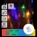 Aigostar - LED Lauko kalėdinė girlianda 25xLED/8 funkcijų 3xAA 2,5m IP44 daugiaspalviai lašeliai