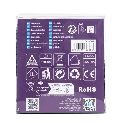 Aigostar-LED Lauko kalėdinė girlianda 300xLED/8 funkcijos 3xAA 15,3 m IP44 šiltai balta