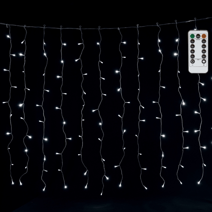 Aigostar - LED Lauko kalėdinė girlianda 300xLED/8 funkcijų 3x1m IP44 šaltai balta + su nuotoliniu valdymu