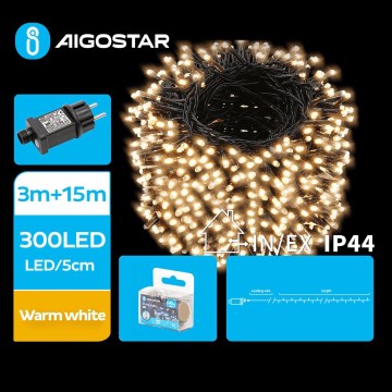 Aigostar - LED Lauko Kalėdinė girlianda 300xLED/8 funkcijos 18m IP44 šilta balta