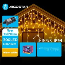 Aigostar - LED Lauko Kalėdinė girlianda 300xLED/8 funkcijos 18x0,6m IP44 šilta balta
