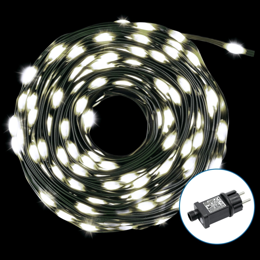 Aigostar - LED Lauko Kalėdinė girlianda 300xLED/8 funkcijos 33m IP44 šalta balta