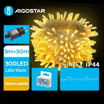 Aigostar - LED Lauko Kalėdinė girlianda 300xLED/8 funkcijos 33m IP44 šilta balta