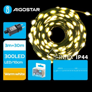 Aigostar - LED Lauko Kalėdinė girlianda 300xLED/8 funkcijos 33m IP44 šilta balta