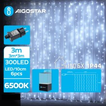 Aigostar - LED Lauko Kalėdinė girlianda 300xLED/8 funkcijos 6x3m IP44 šalta balta