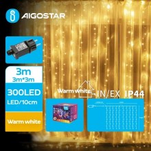 Aigostar - LED Lauko Kalėdinė girlianda 300xLED/8 funkcijos 6x3m IP44 šilta balta