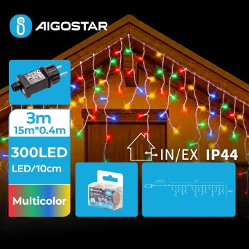 Aigostar - LED Lauko kalėdinė girlianda 300xLED/8 funkcijų 18x0,4m IP44 įvairiaspalvė