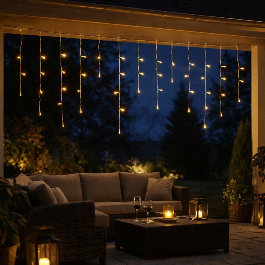 Aigostar - LED lauko kalėdinė girlianda 300xLED/8 funkcijų 3xAA 18x0,6 m IP44 šiltai balta