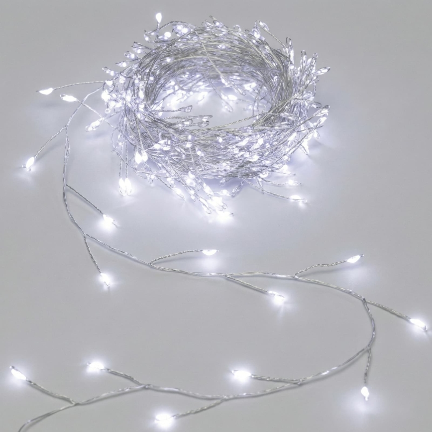 Aigostar - LED lauko kalėdinė girlianda 300 LED/8 funkcijų 3xAA 9,3 m IP44 šaltai balta