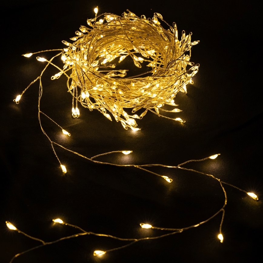 Aigostar - LED lauko kalėdinė girlianda 300xLED/8 funkcijų 3xAA 9,3m IP44 šiltai balta