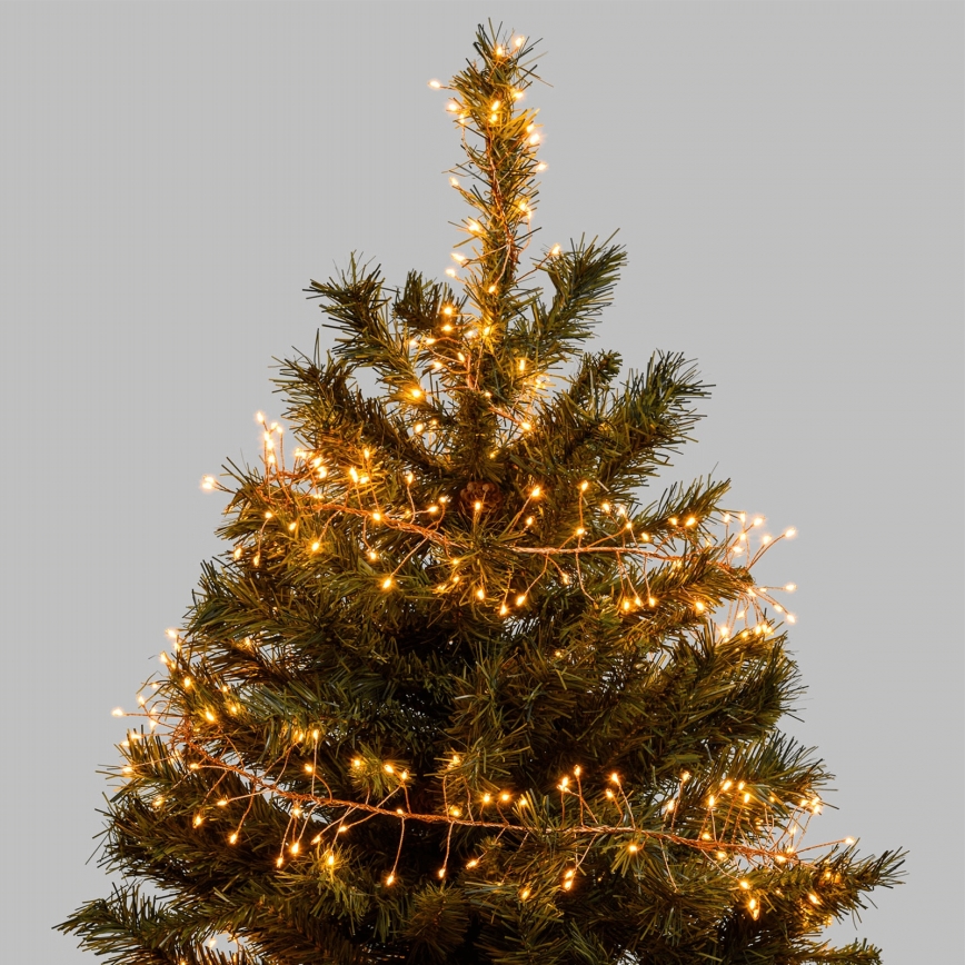 Aigostar - LED lauko kalėdinė girlianda 300xLED/8 funkcijų 3xAA 9,3m IP44 šiltai balta