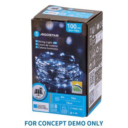 Aigostar - LED lauko kalėdinė girlianda 300xLED/8 funkcijų 4m IP44 šaltai balta