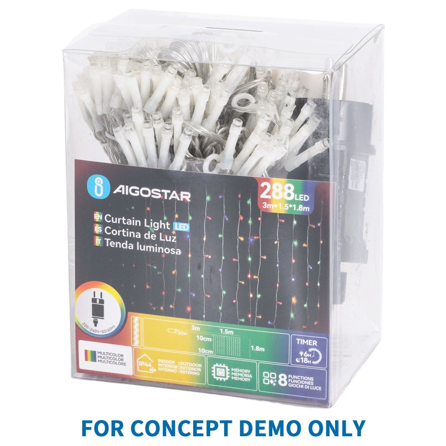 Aigostar - LED Lauko kalėdinė girlianda 372xLED/8 funkcijų 3xAA 6x1,2m IP44 šiltai balta