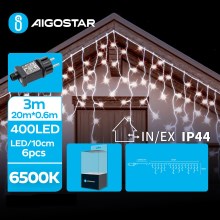 Aigostar - LED Lauko Kalėdinė girlianda 400xLED/8 funkcijos 23x0,6m IP44 šalta balta