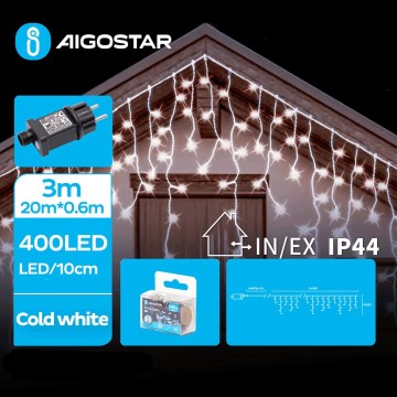 Aigostar - LED Lauko Kalėdinė girlianda 400xLED/8 funkcijos 23x0,6m IP44 šalta balta
