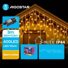 Aigostar - LED Lauko Kalėdinė girlianda 400xLED/8 funkcijos 23x0,6m IP44 šilta balta