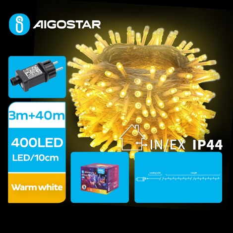 Aigostar - LED Lauko Kalėdinė girlianda 400xLED/8 funkcijos 43m IP44 šilta balta