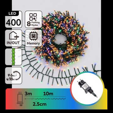 Aigostar - LED Lauko kalėdinė girlianda 400xLED/8 funkcijų 13m IP44 daugiaspalvė