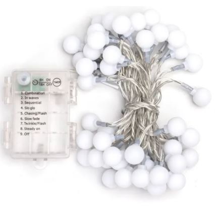 Aigostar - LED lauko kalėdinė girlianda 50xLED/3xAA/8 funkcijų 5,3 m IP44 įvairiaspalvė