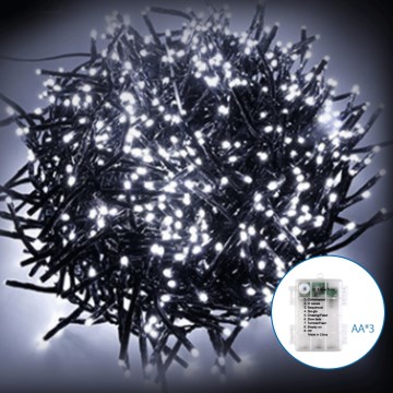 Aigostar - LED Lauko Kalėdinė girlianda 50xLED/8 funkcijos 3xAA 5,3m IP44 šaltai balta
