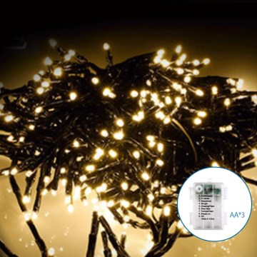 Aigostar - LED Lauko Kalėdinė girlianda 50xLED/8 funkcijos 3xAA 5,3m IP44 šiltai balta