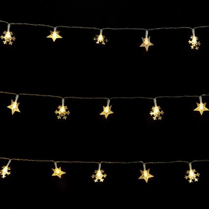 Aigostar - LED lauko kalėdinė girlianda 50xLED/8 funkcijų 3xAA 5m IP44 šiltai balta, žvaigždžių formos