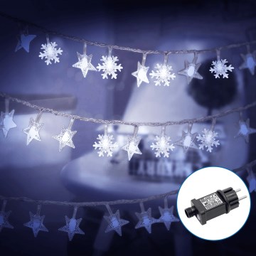 Aigostar - LED Lauko Kalėdinė girlianda 50xLED/8 funkcijos 8m IP44 šalta balta