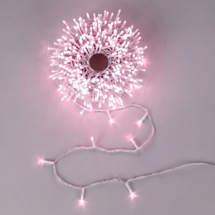 Aigostar - LED Lauko kalėdinė girlianda 50xLED/8 funkcijų 3xAA 5,3m IP44 rožinė