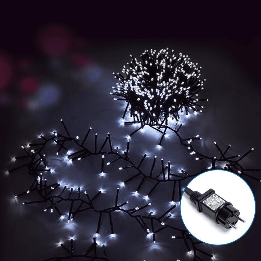 Aigostar - LED Lauko Kalėdinė girlianda 600xLED/8 funkcijos 18m IP44 šalta balta