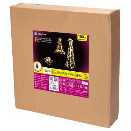 Aigostar - LED lauko kalėdinė eglutė 100xLED 1,5m IP44 balta/auksinė šiltai balta