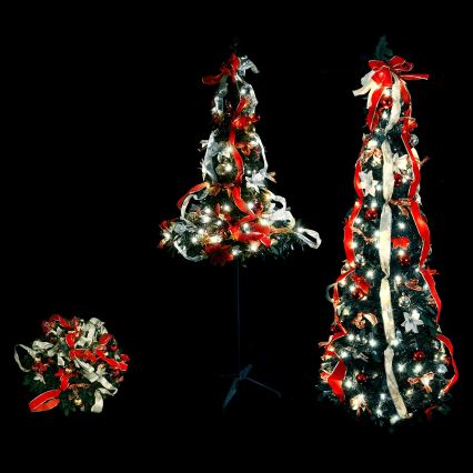 Aigostar - LED lauko kalėdinė eglutė, 80 LED, 1,2 m, IP44, raudona / šaltai balta