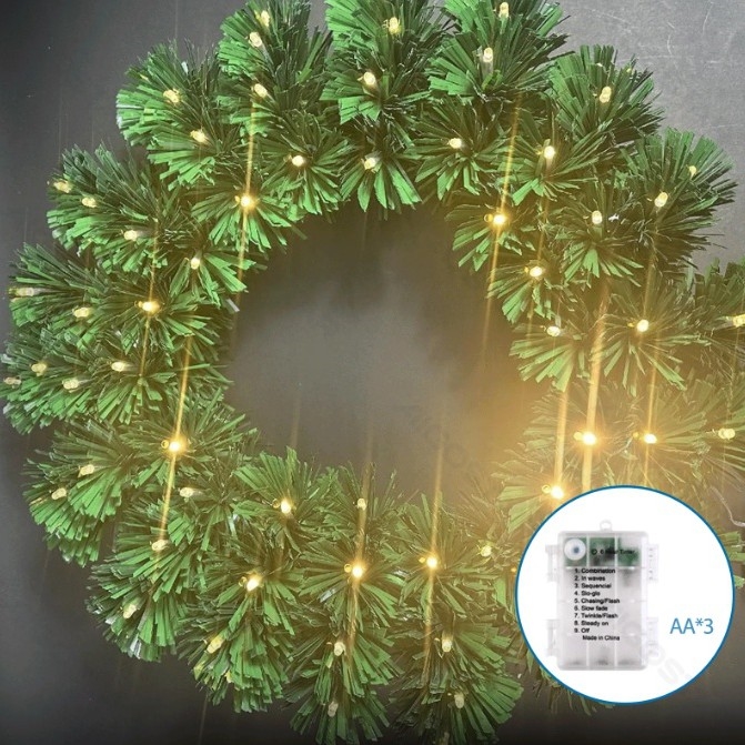 Aigostar - LED lauko kalėdinis vainikas 72xLED/3xAA, skersmuo 50 cm, IP44, šiltai balta