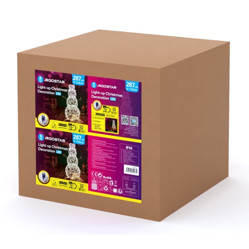 Aigostar - LED Lauko Kalėdinė dekoracija 3,6W/31/230V 2700K 120 cm IP44 sniego senis