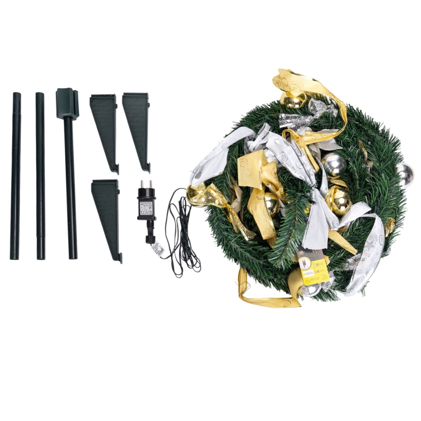 Aigostar - LED lauko kalėdinė eglutė, 80 LED, 1,2 m, IP44, balta/auksinė, šiltai balta