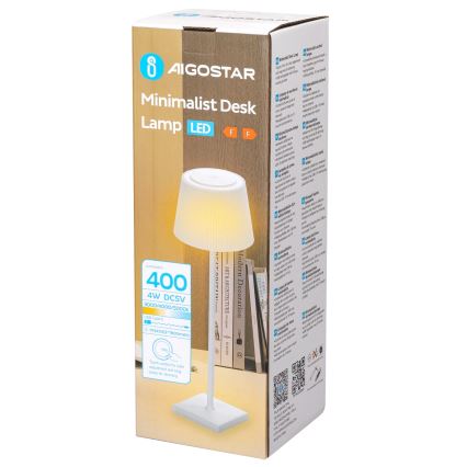 Aigostar - LED Pritemdoma įkraunama lauko lempa LED/4W/5V 3600mAh balta IP54