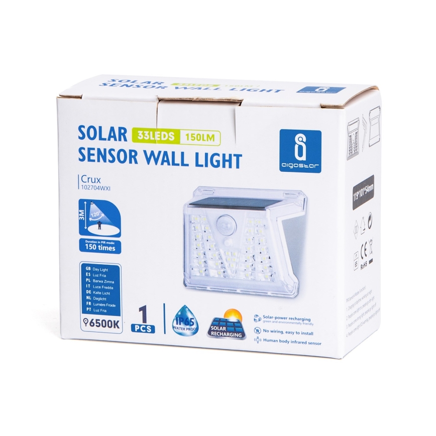 Aigostar - LED lauko šviestuvas, įkraunamas saulės energija su jutikliu LED/1,48W/3,7V IP65 1200 mAh