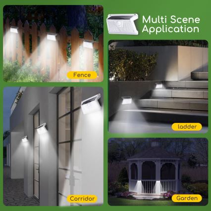 Aigostar - LED lauko šviestuvas, įkraunamas saulės energija su jutikliu LED/2,4W/5V 1200 mAh IP65