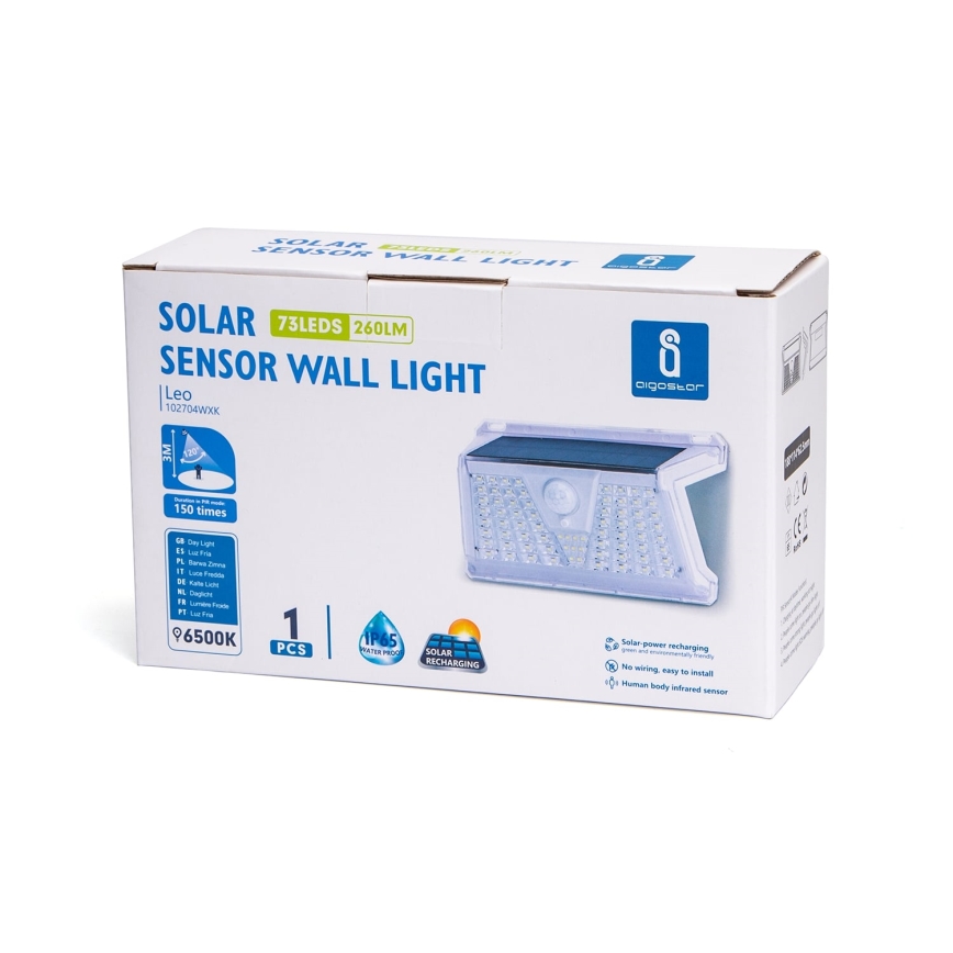 Aigostar - LED lauko šviestuvas, įkraunamas saulės energija su jutikliu LED/2,4W/5V 1200 mAh IP65