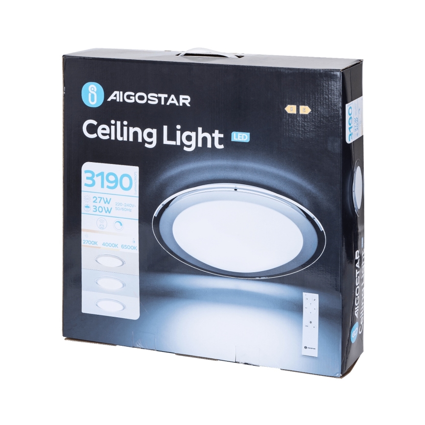 Aigostar - LED pritemdomas lubinis šviestuvas/30W/230V 2700-6500K, 42,9 cm chromas + nuotolinis valdymas