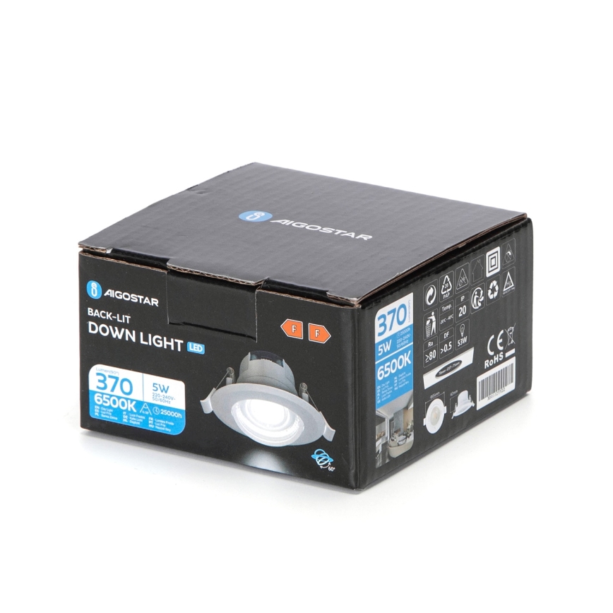 Aigostar - LED lubinė šviesa LED/5W/230V 6500K, 8,5 cm baltos