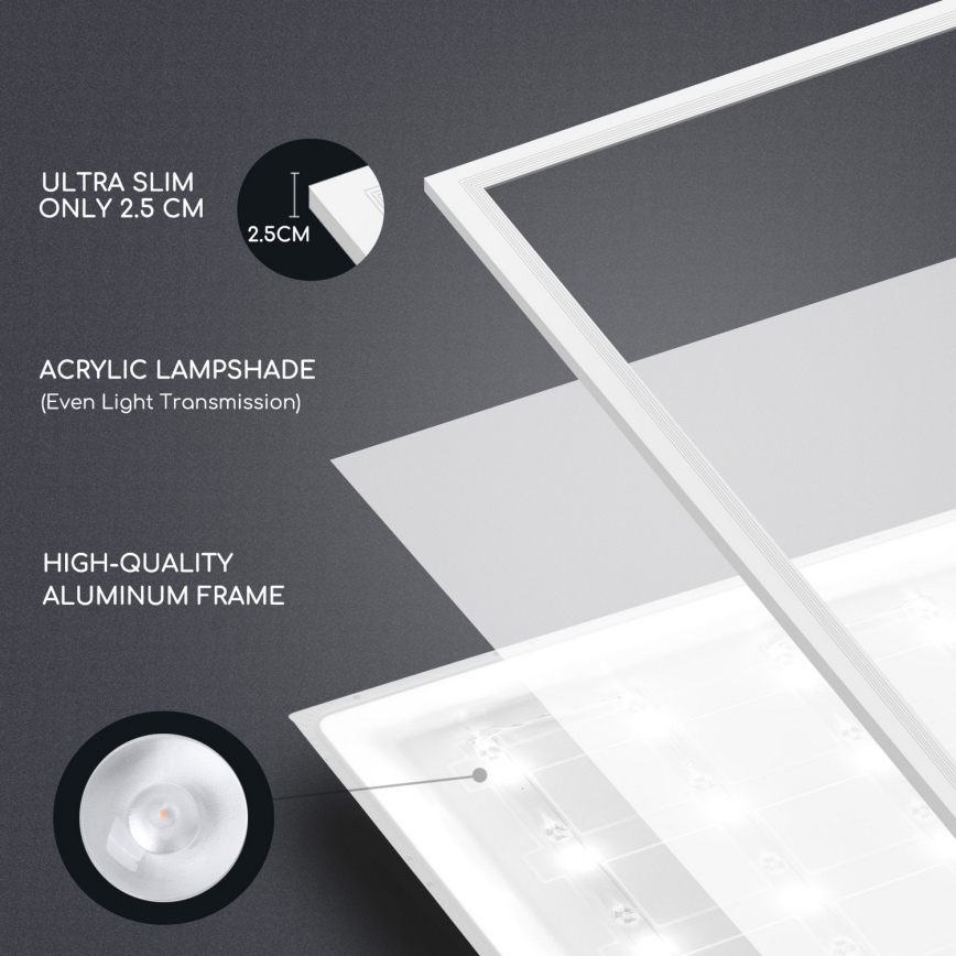 Aigostar - LED lubinis panelis LED/40W/230V 6500K 60x60cm baltas
