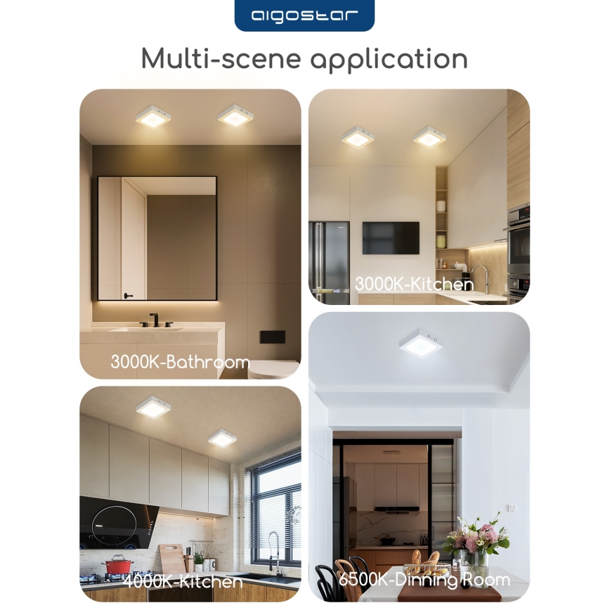 Aigostar - LED lubinis paviršinis šviestuvas LED/18W/230V 4000K 22,6x22,6 cm balta