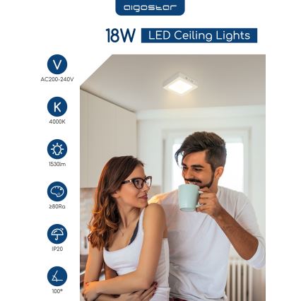 Aigostar - LED lubinis paviršinis šviestuvas LED/18W/230V 4000K 22,6x22,6 cm balta