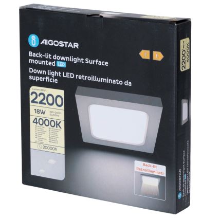 Aigostar - LED lubinis paviršinis šviestuvas LED/18W/230V 4000K 22,6x22,6 cm balta