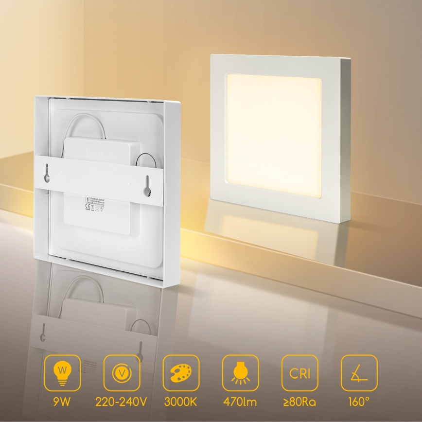 Aigostar - LED lubinis paviršinis šviestuvas LED/9W/230V 3000K 12,2x12,2 cm baltas