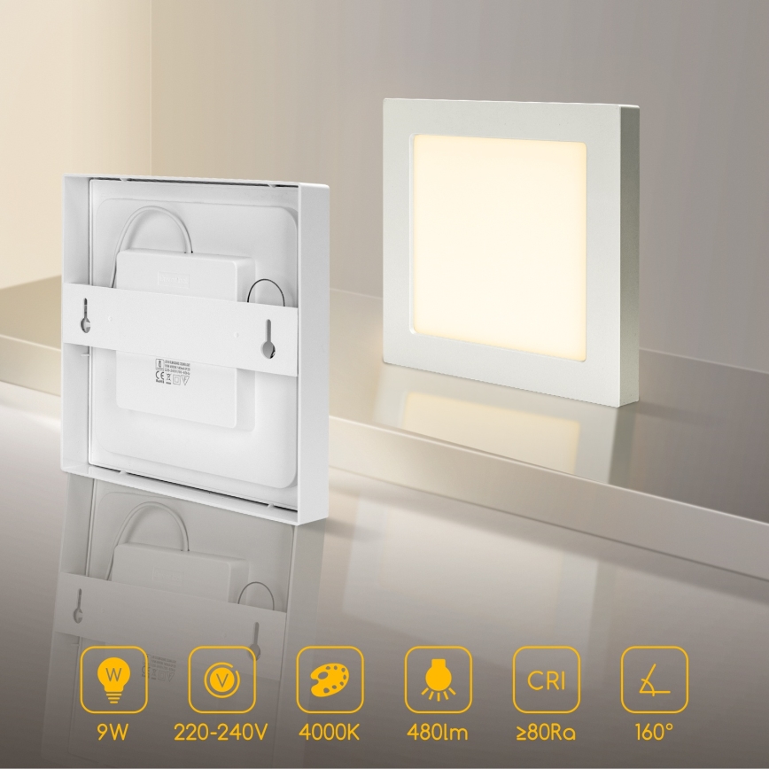 Aigostar - LED lubinis paviršinis šviestuvas LED/9W/230V 4000K 12,2x12,2 cm baltas