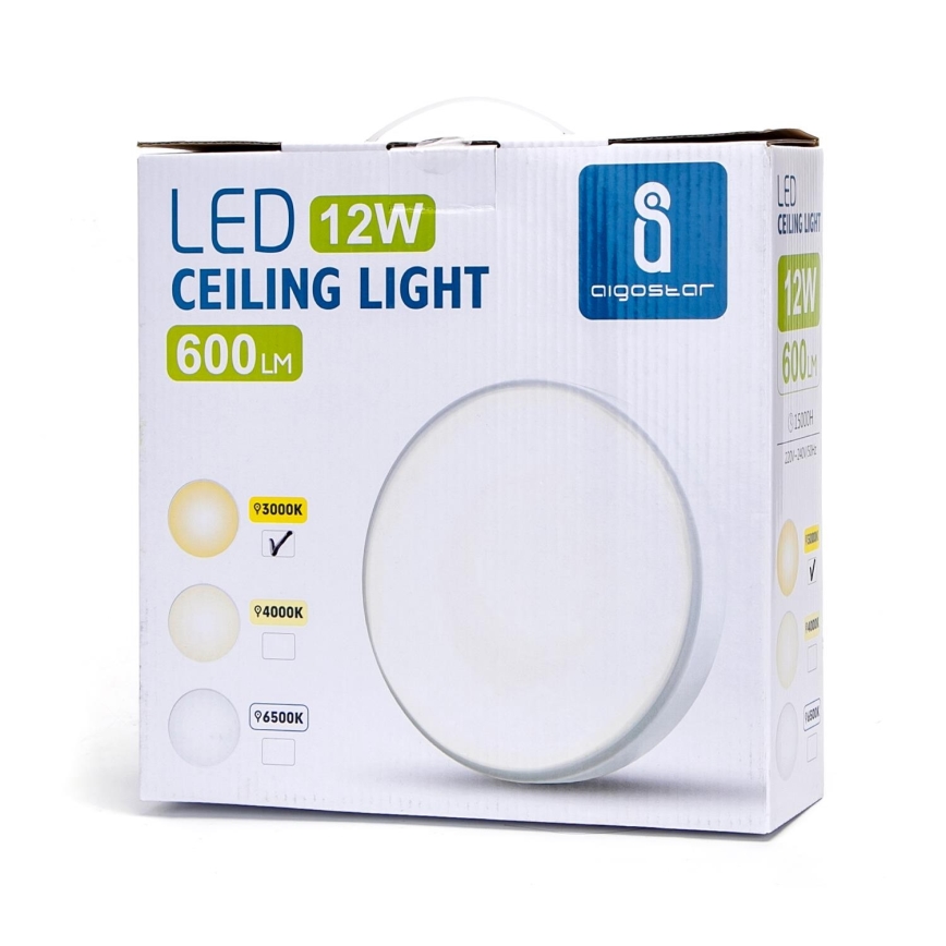 Aigostar - LED Lubinis šviestuvas LED/12W/230V 3000K d. 23 cm baltas